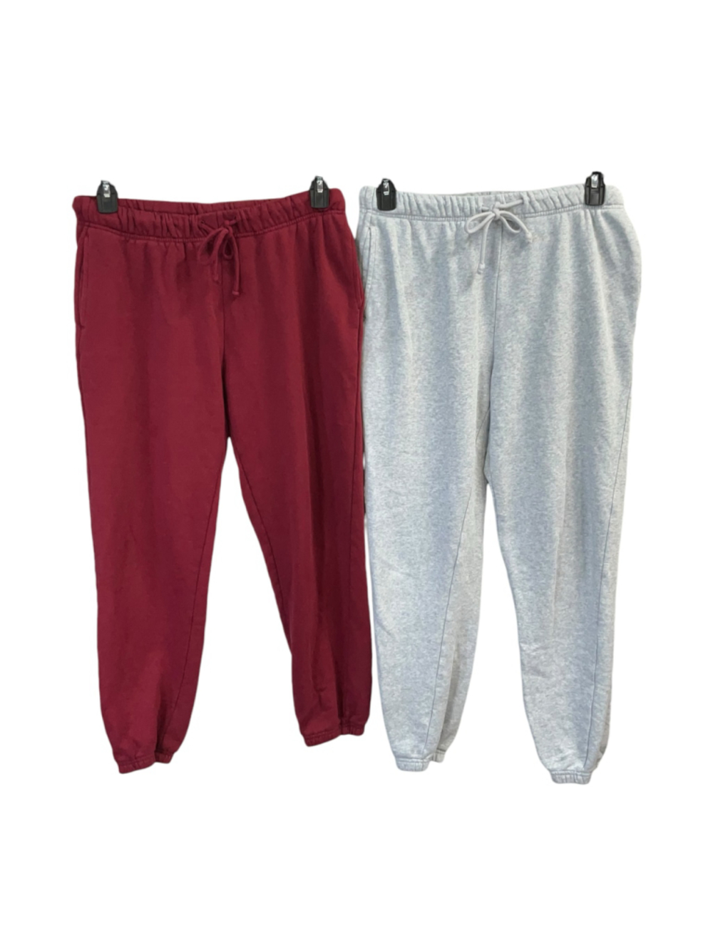 2 Pair No Boundaries Joggers Sweats Elastic/Drawstring Men S 28-30 Gray Burgundy
